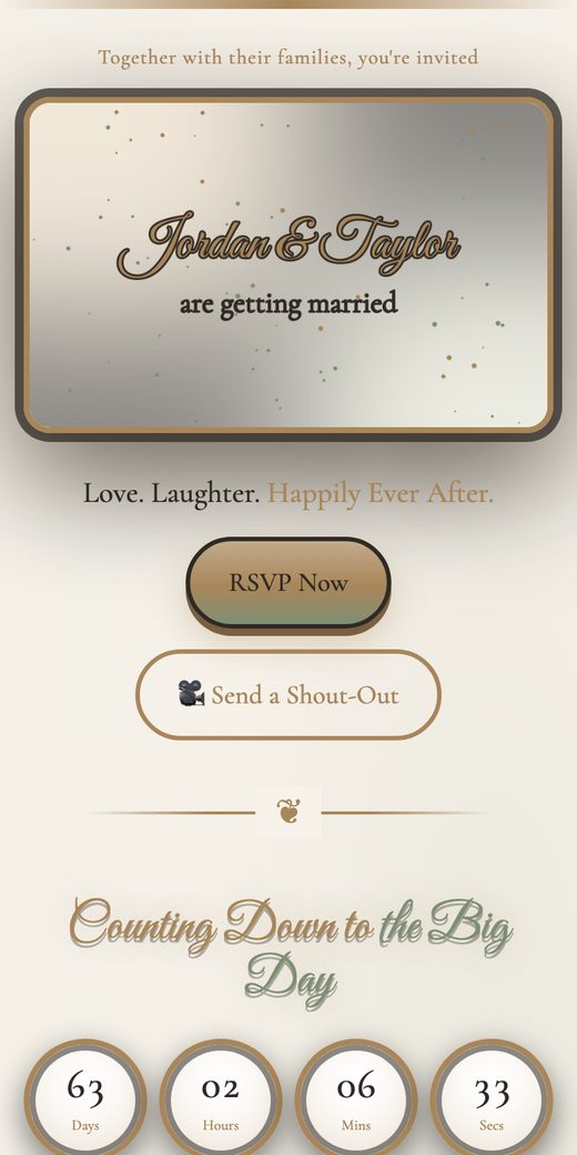 Sample elegant wedding web invitation